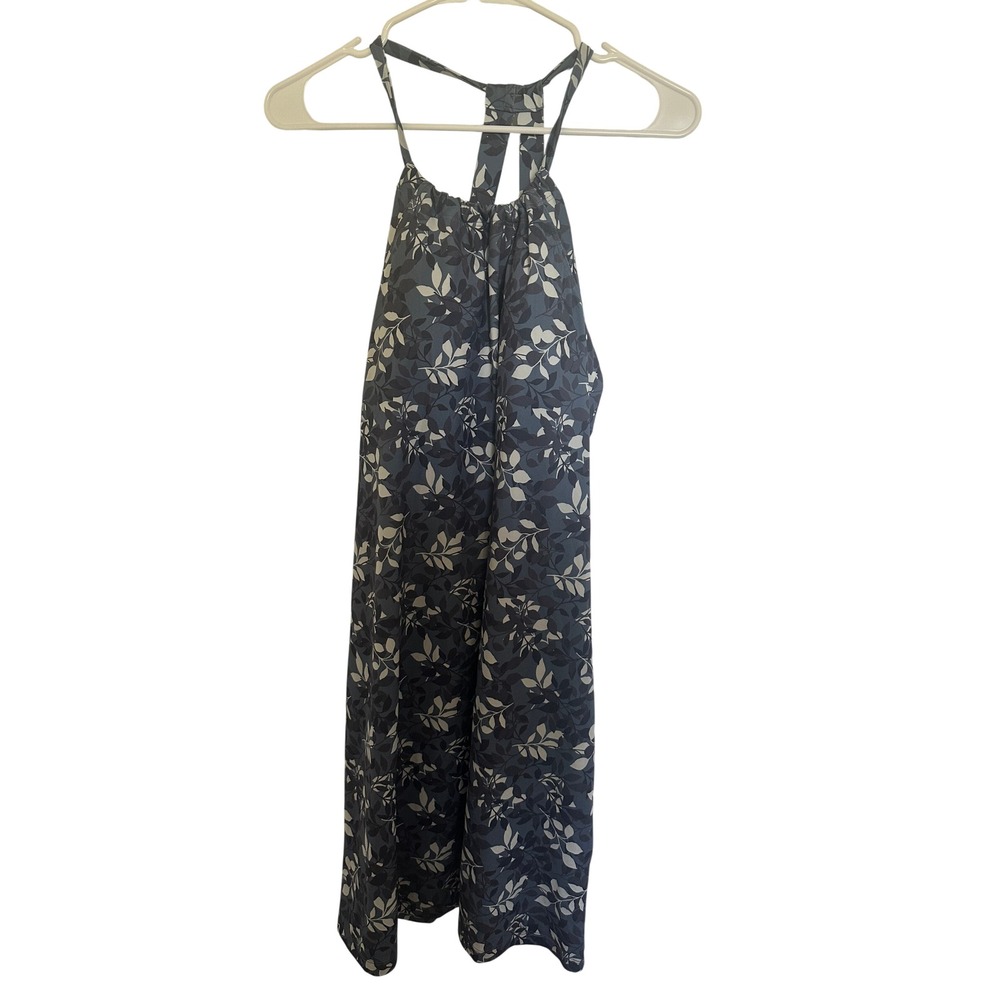Eddie Bauer Travex Blue Floral Halter Dress Active Travel Y-Back Shelf Bra Women